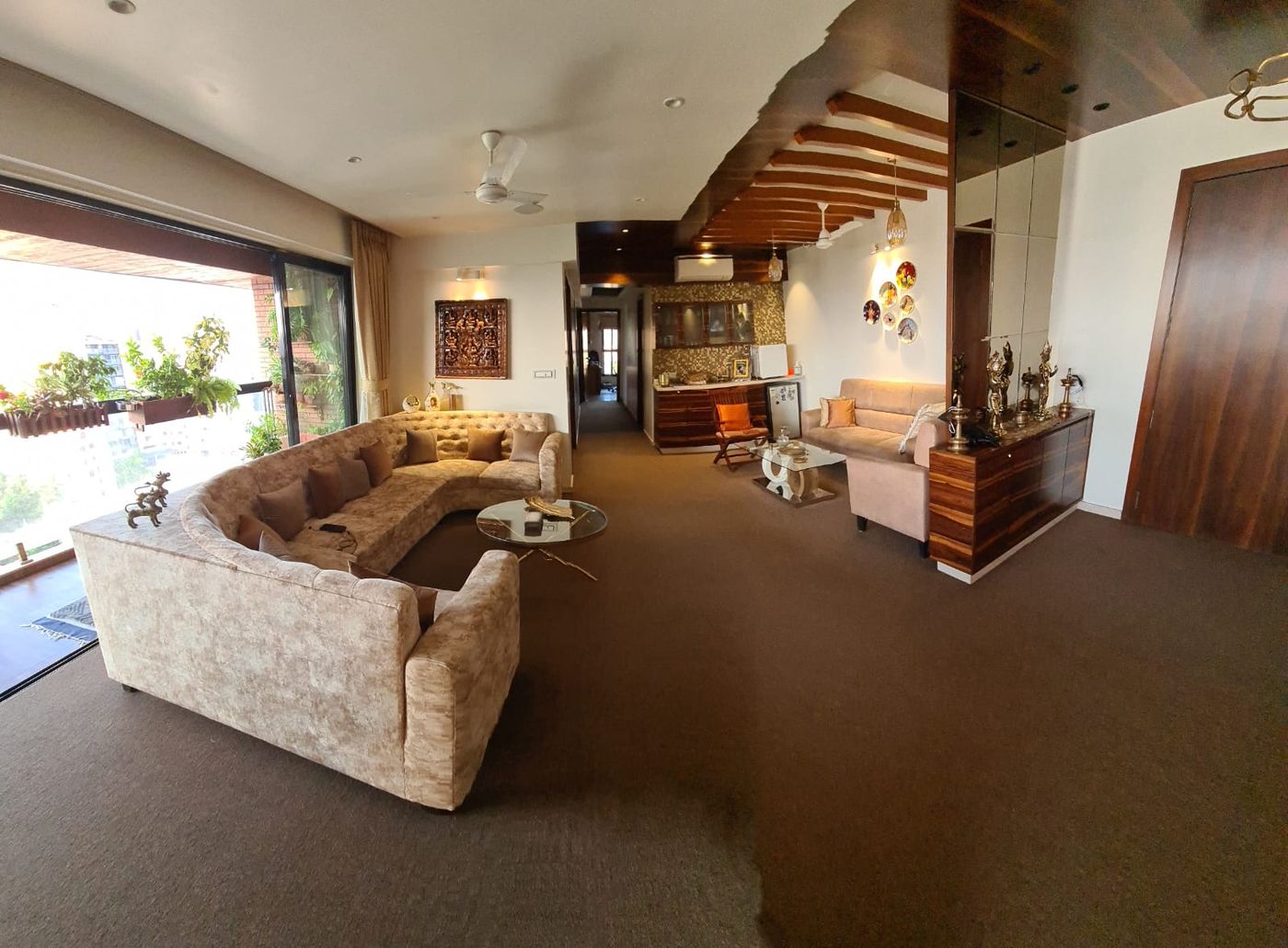 Large sectional sofa in an open lounge